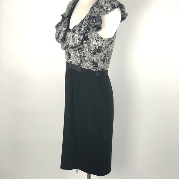 Jay Godfrey Two Tone Ruffle Dress Sz 6 Black Gray - Picture 2 of 9